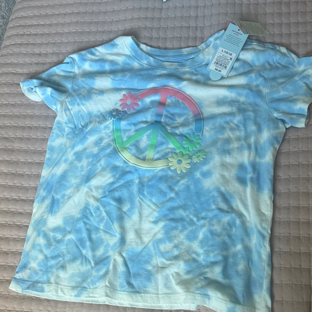 Cat & Jack Blue Tie-Dye Peace Sign T-Shirt